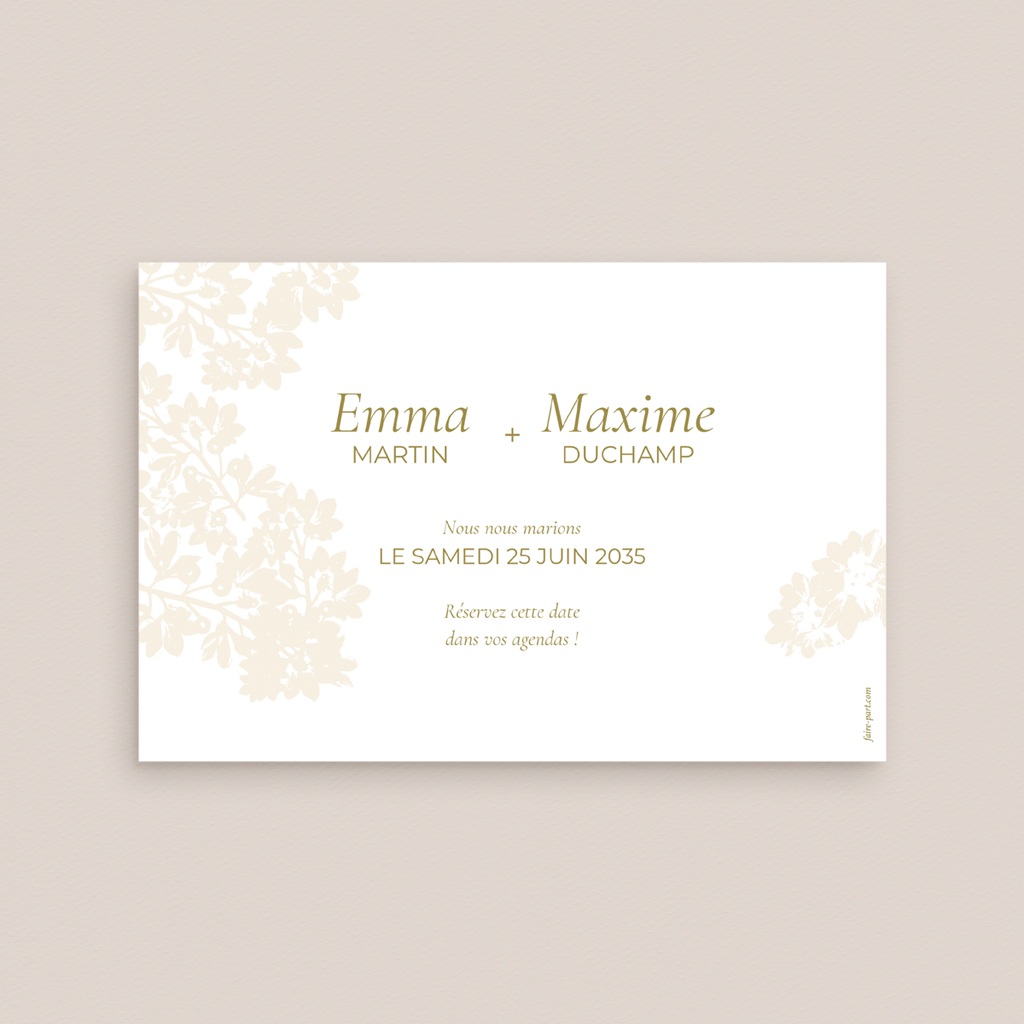 Save-the-date mariage Golden Garden pas cher