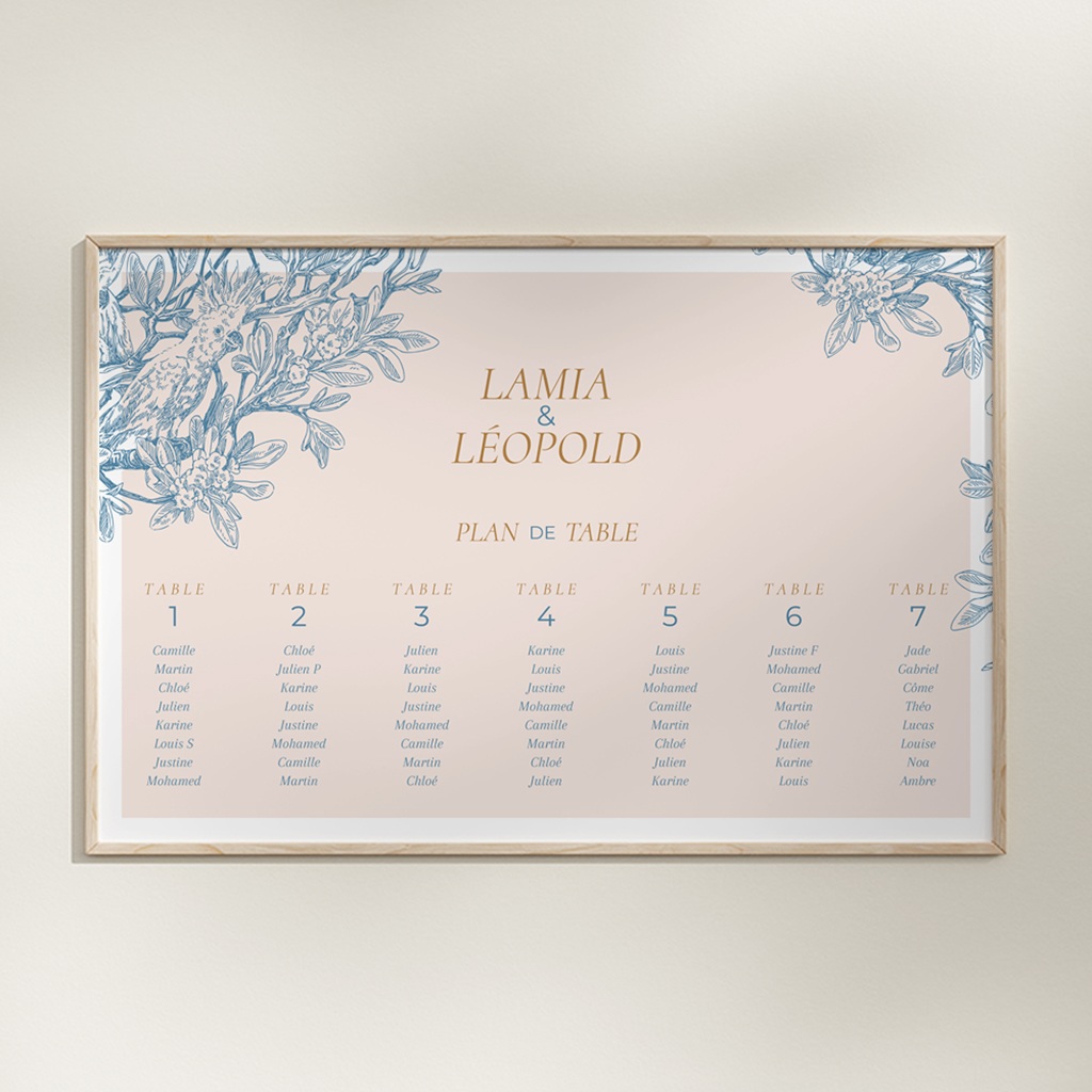 Plan de table mariage Love birds