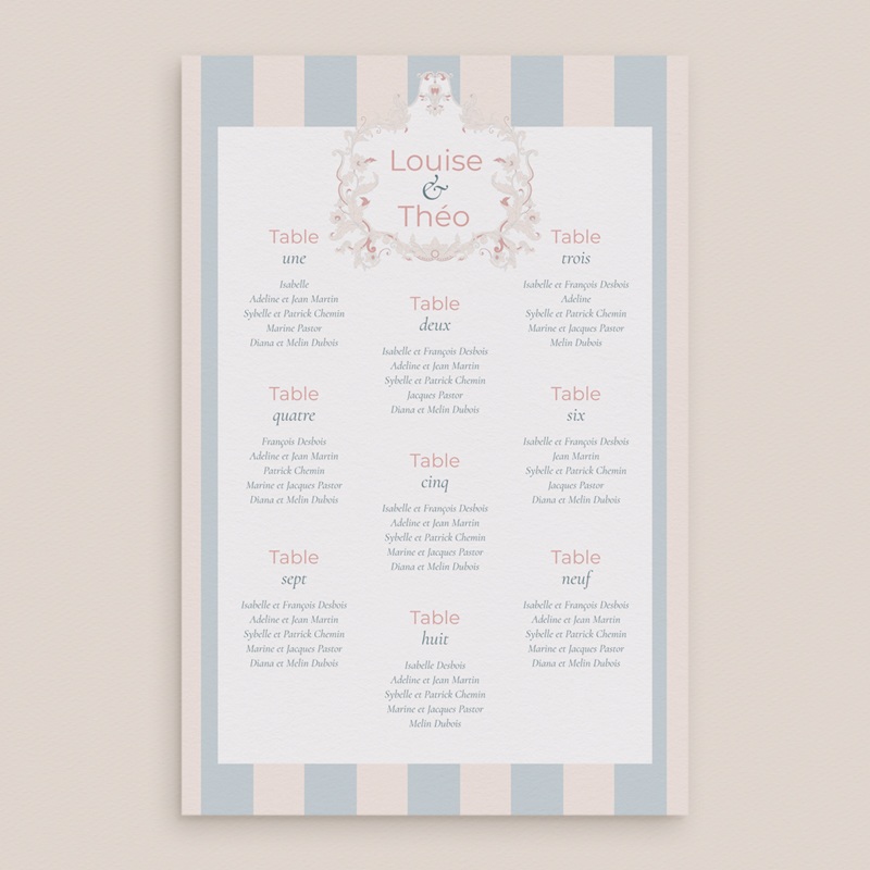 Plan de table mariage Douce romance pas cher