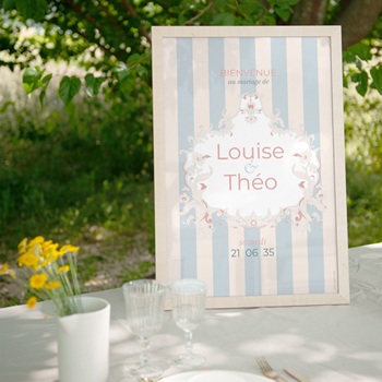 Panneau de bienvenue thème végétal à personnaliser en bois et plexiglas - pancarte cérémonie baptême, mariage ou anniversaire | L'Décor