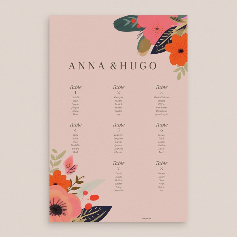 Plan de table mariage Blooming Love pas cher