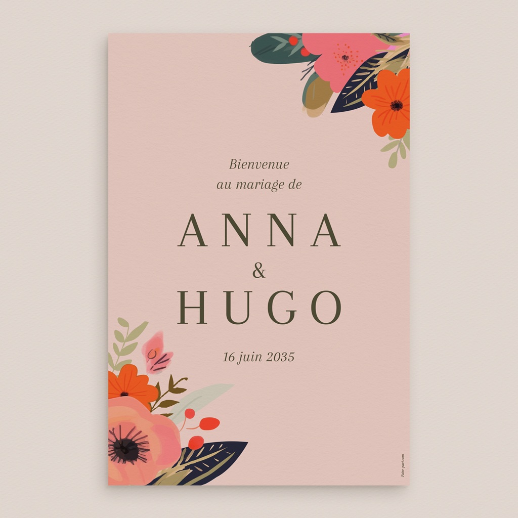 Panneau de bienvenue mariage Blooming Love pas cher