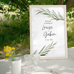 Panneau de bienvenue mariage Feuillage d'olivier