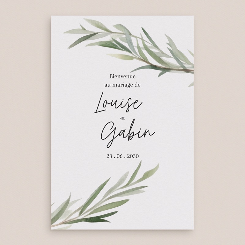 Panneau de bienvenue mariage Feuillage d'olivier pas cher