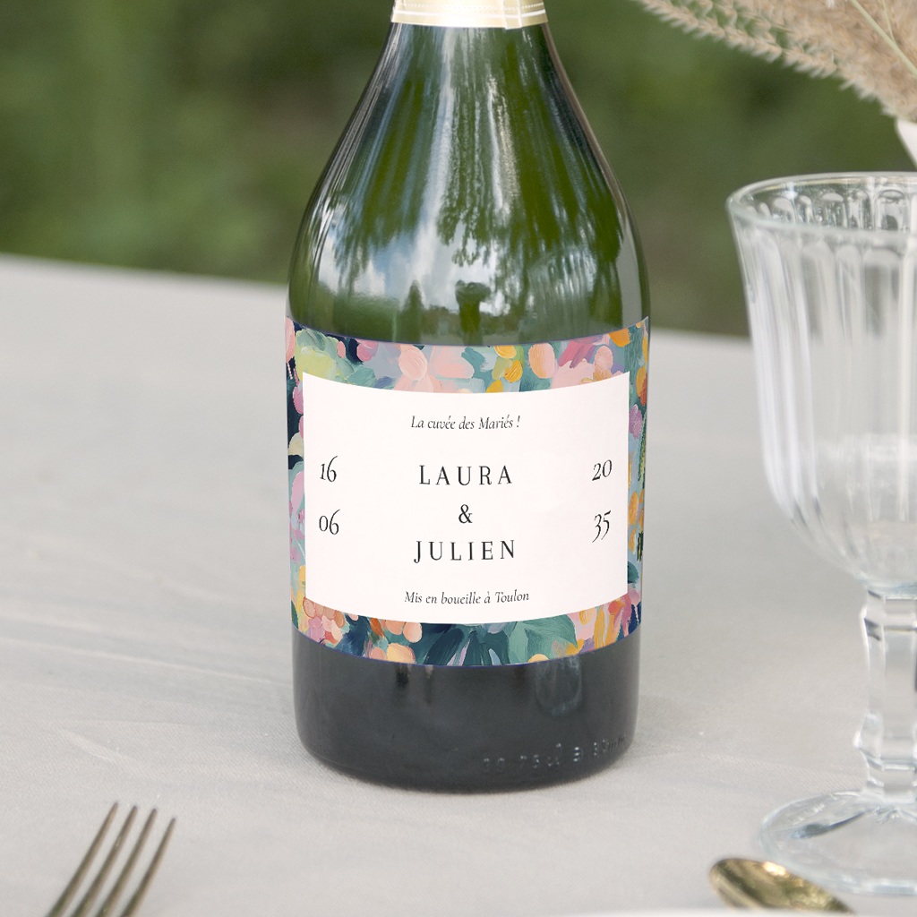 Etiquette bouteille mariage L’Atelier des Fleurs