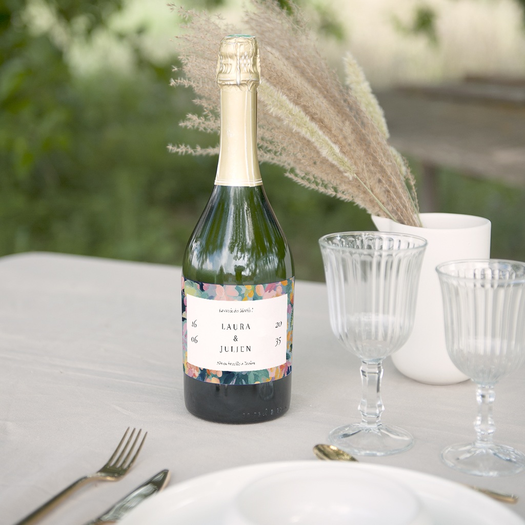 Etiquette bouteille mariage L’Atelier des Fleurs gratuit