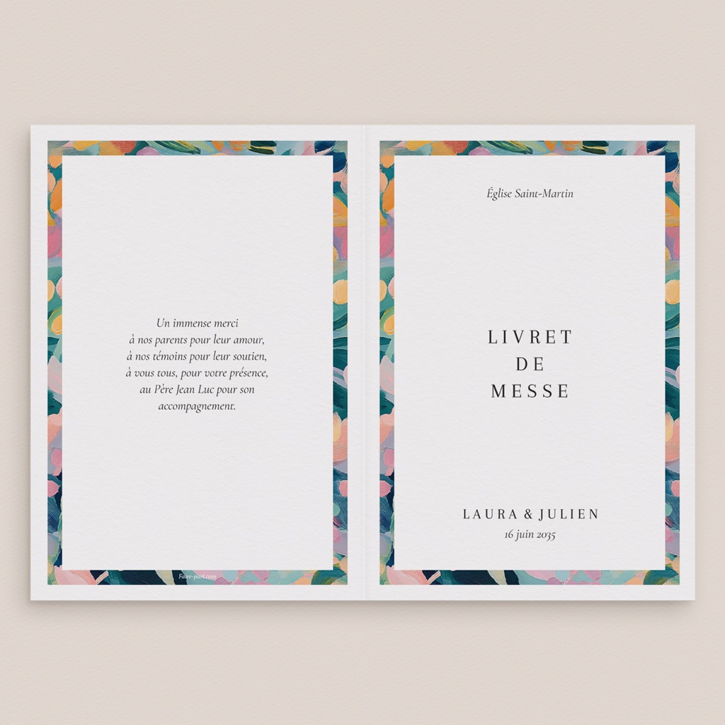 Livret de messe mariage L’Atelier des Fleurs gratuit