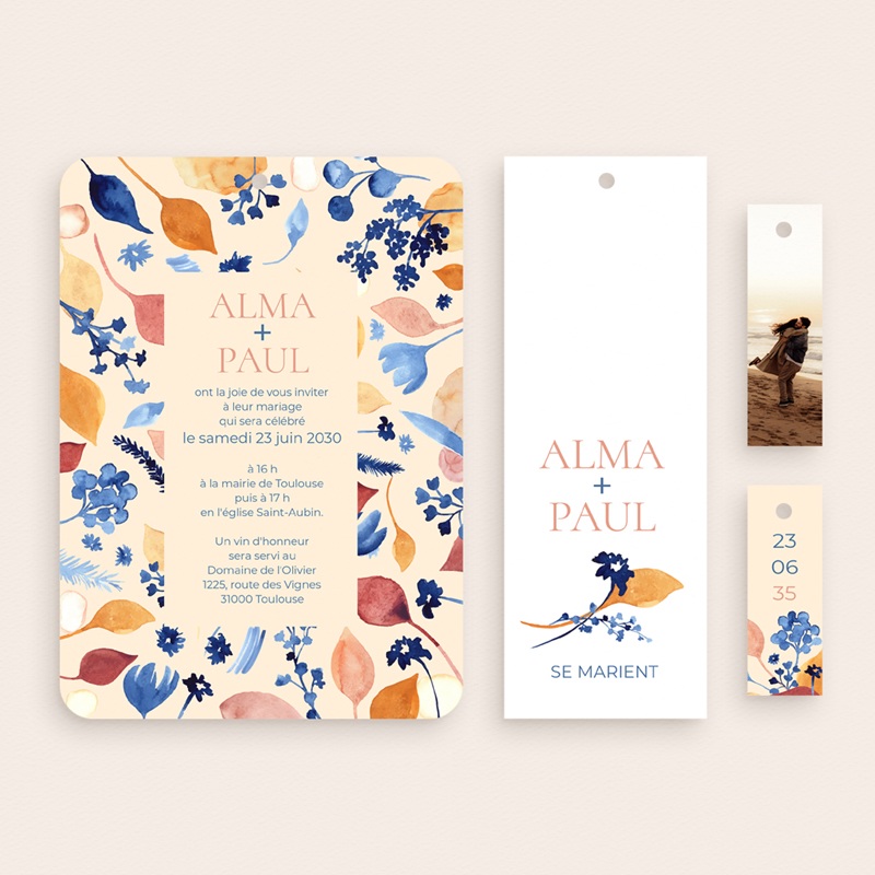 Faire-part de mariage Watercolor Romance