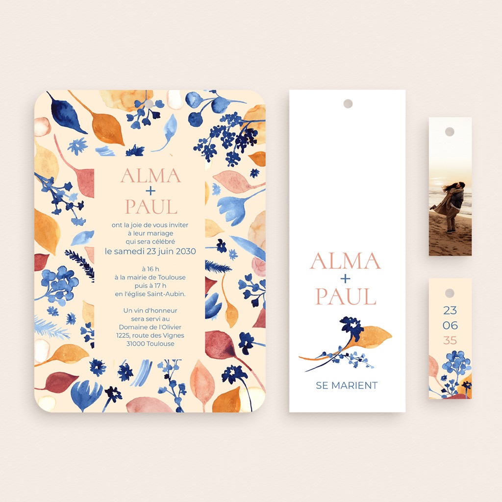 Faire-part de mariage Watercolor Romance