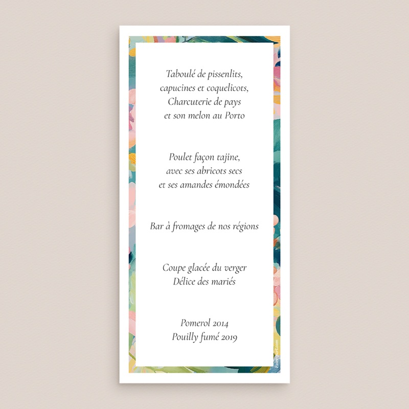 Menu mariage L’Atelier des Fleurs pas cher