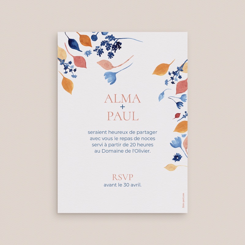 Carte d'invitation mariage Watercolor Romance pas cher