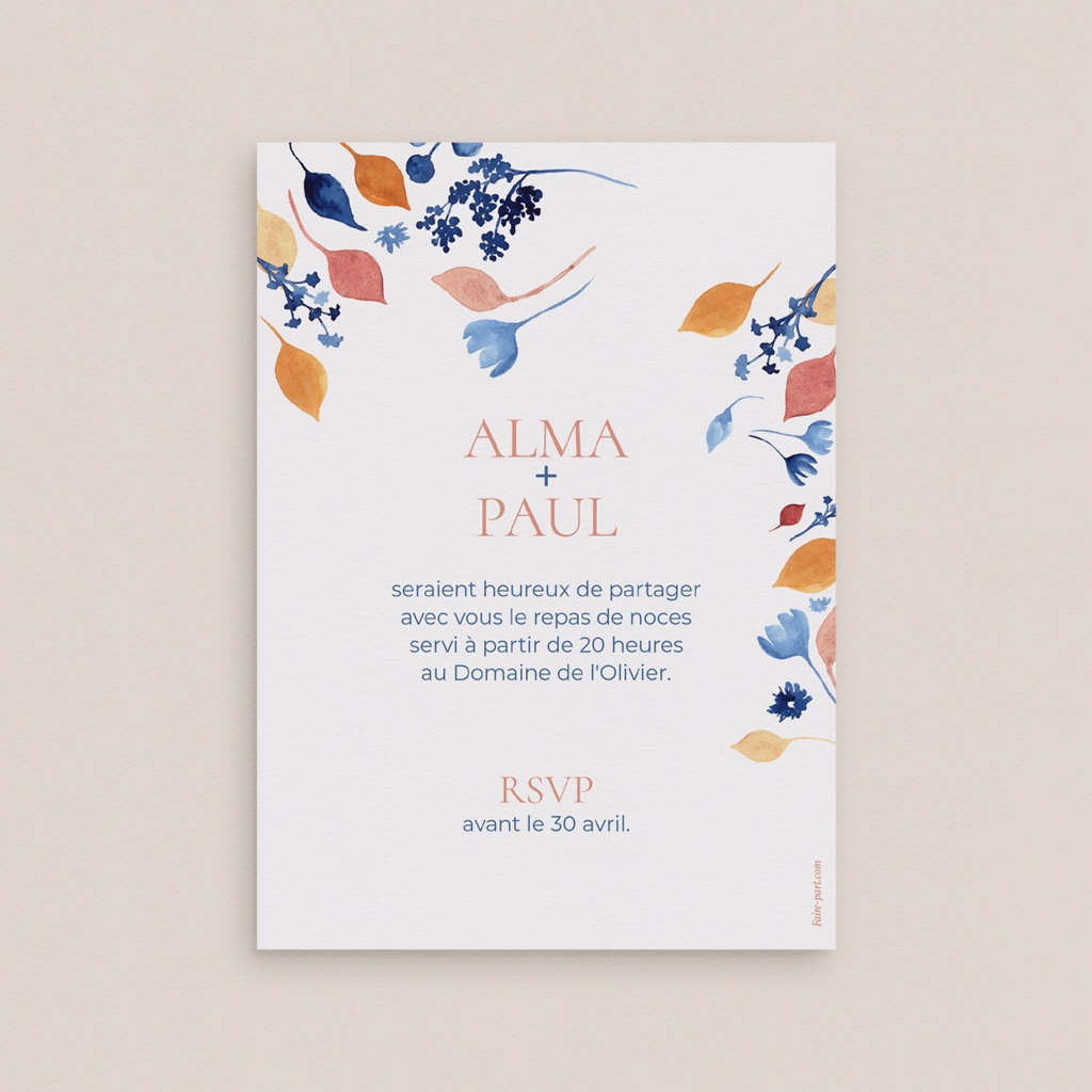 Carte d'invitation mariage Watercolor Romance pas cher