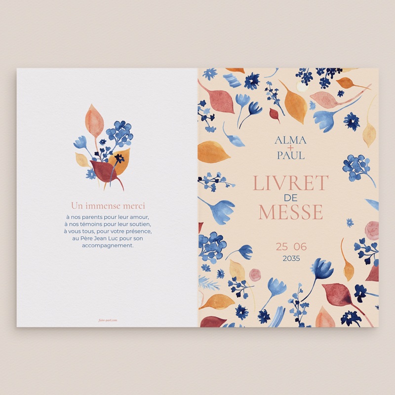 Livret de messe mariage Watercolor Romance gratuit