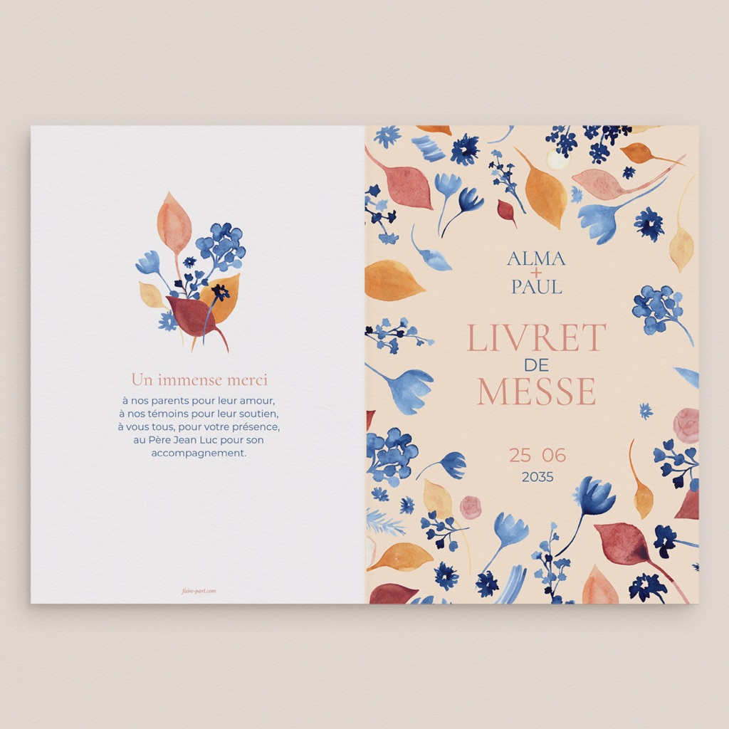 Livret de messe mariage Watercolor Romance gratuit