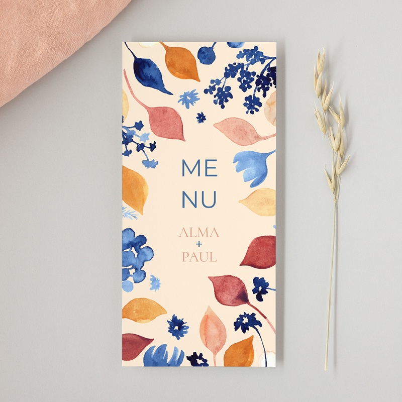 Menu mariage Watercolor Romance