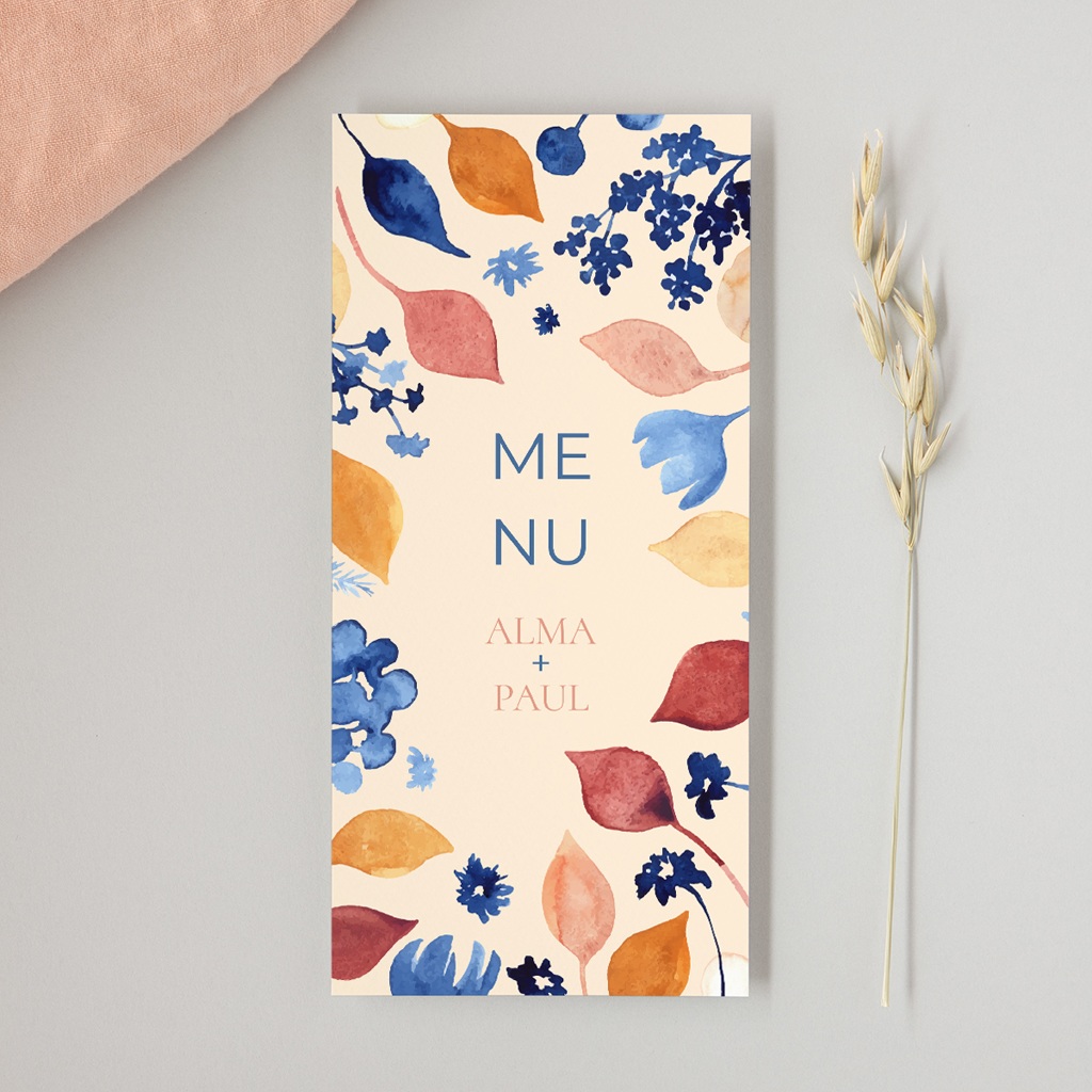 Menu mariage Watercolor Romance