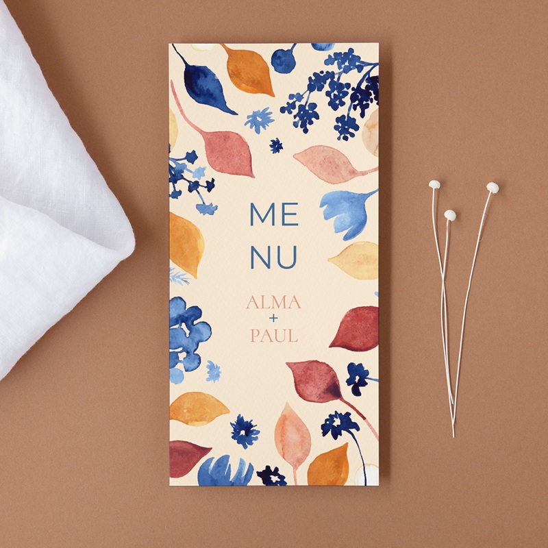Menu mariage Watercolor Romance