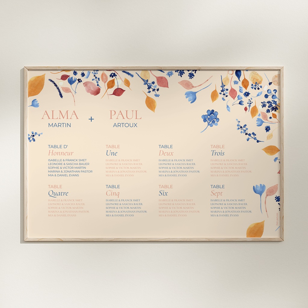 Plan de table mariage Watercolor Romance