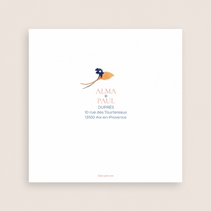 Carte de remerciement mariage Watercolor Romance