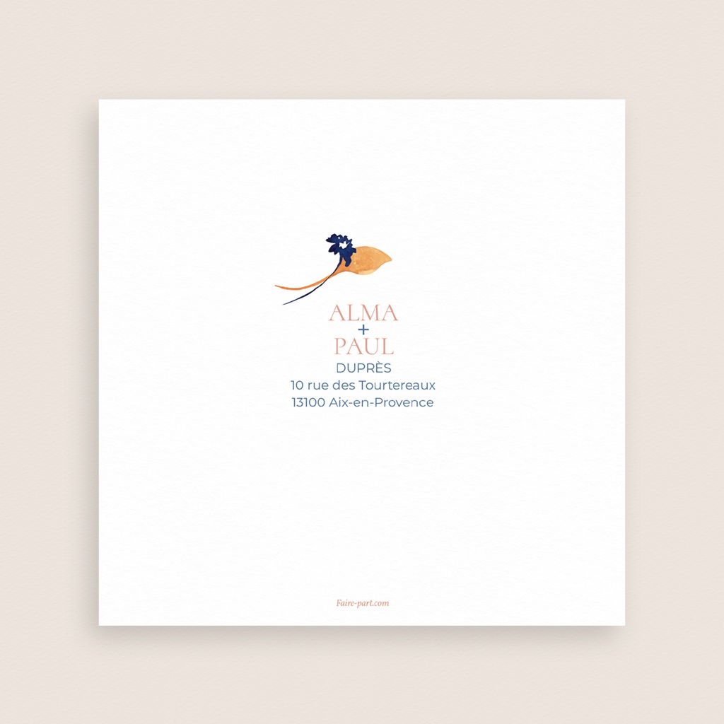 Carte de remerciement mariage Watercolor Romance