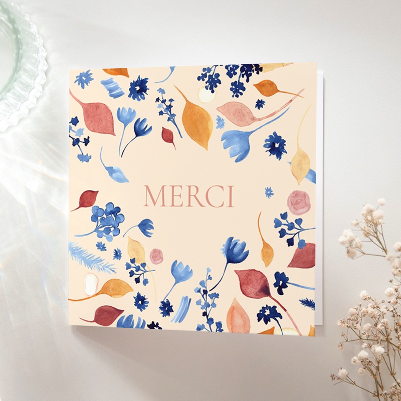 Carte de remerciement mariage Watercolor Romance