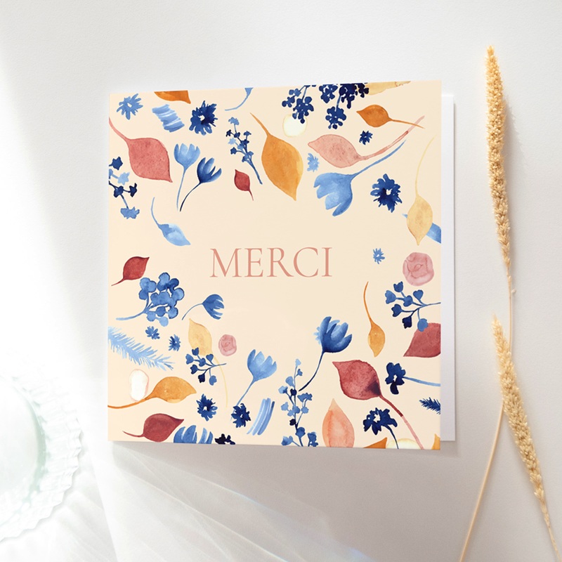 Carte de remerciement mariage Watercolor Romance