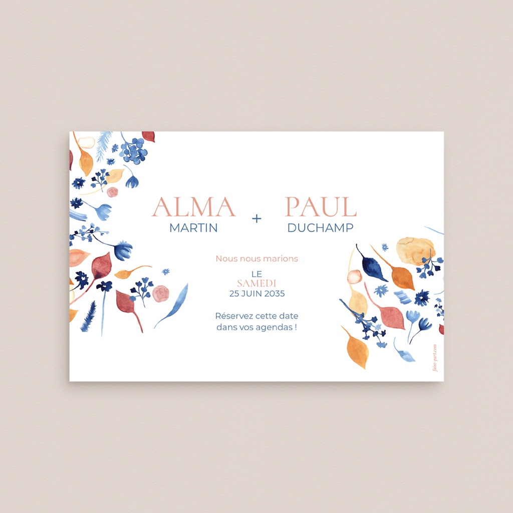 Save-the-date mariage Watercolor Romance pas cher