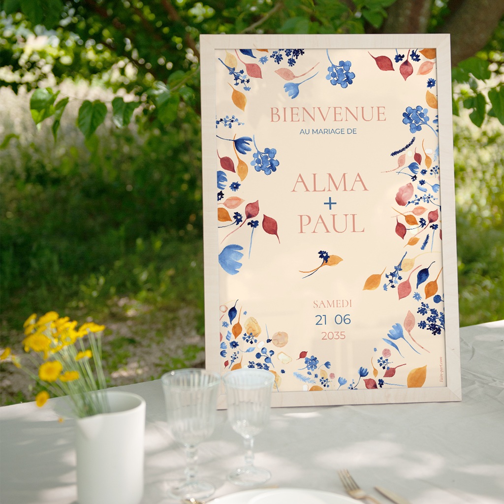 Panneau de bienvenue mariage Watercolor Romance