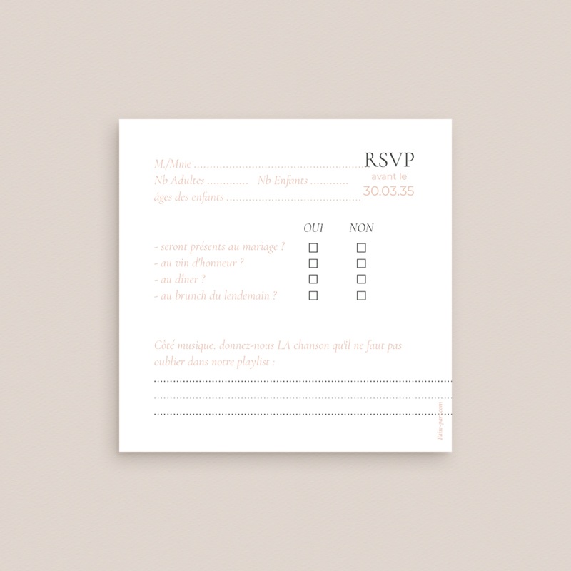 Carton r&eacute;ponse mariage Together pas cher