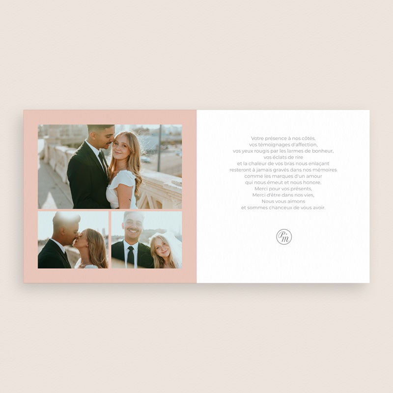 Carte de remerciement mariage Together