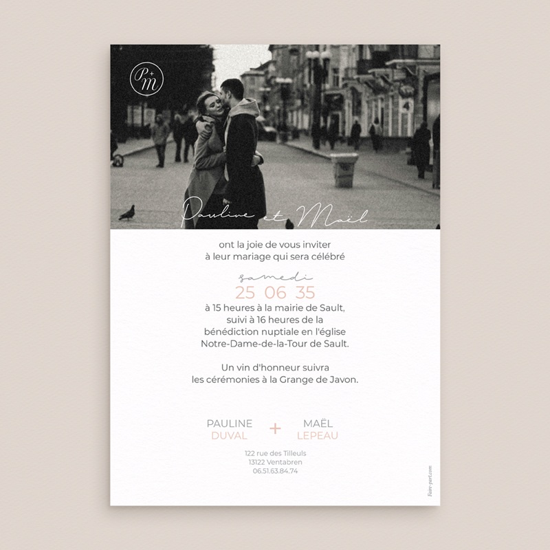 Faire-part de mariage Together pas cher