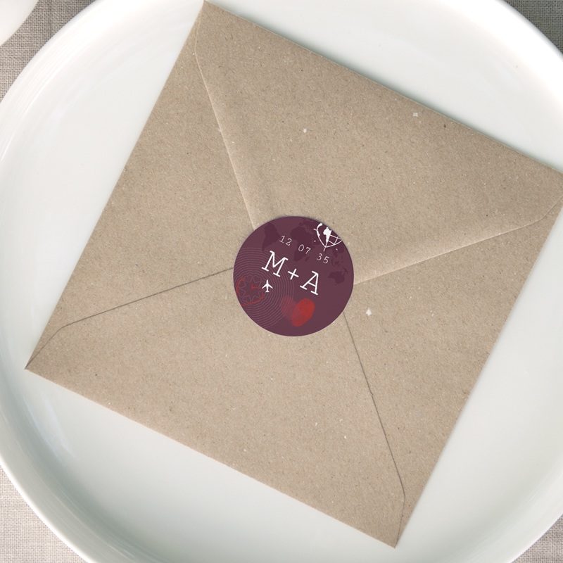 Etiquette enveloppes mariage Passeport pour l&rsquo;Amour