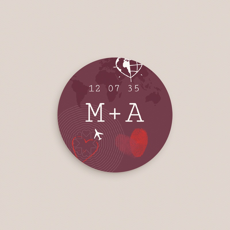 Etiquette enveloppes mariage Passeport pour l&rsquo;Amour pas cher