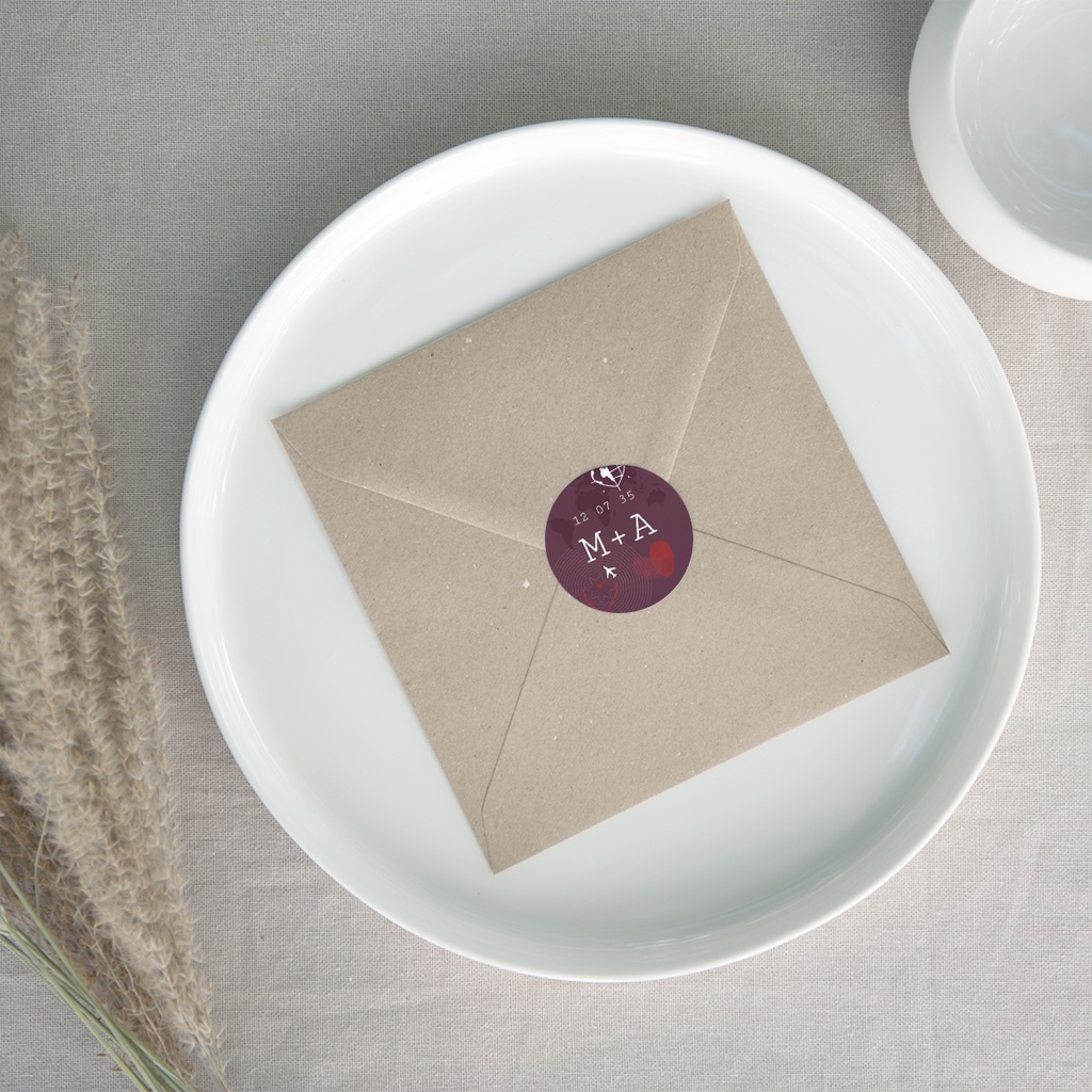 Etiquette enveloppes mariage Passeport pour l&rsquo;Amour