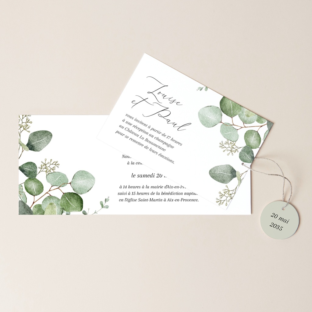 Faire-part de mariage Alliance V&eacute;g&eacute;tale pas cher
