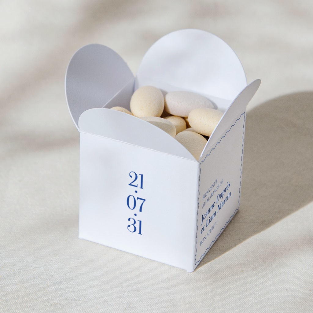 Bo&icirc;te &agrave; drag&eacute;es mariage Ondes Bleues
