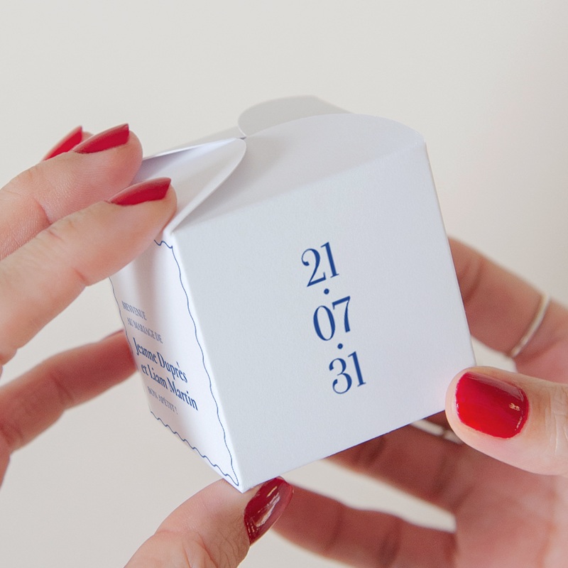 Bo&icirc;te &agrave; drag&eacute;es mariage Ondes Bleues pas cher