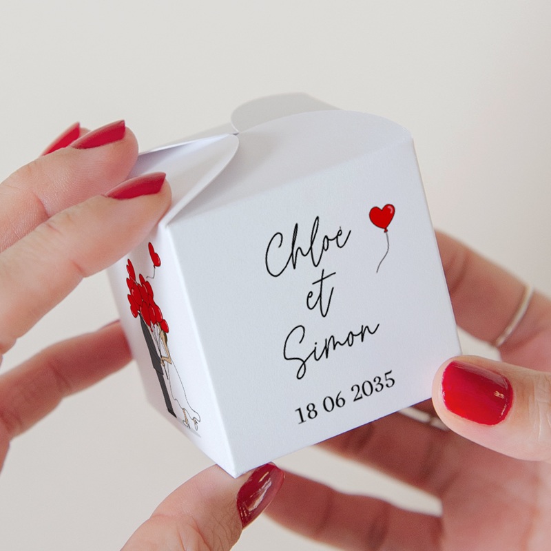 Bo&icirc;te &agrave; drag&eacute;es mariage Emport&eacute;s par l&rsquo;Amour pas cher