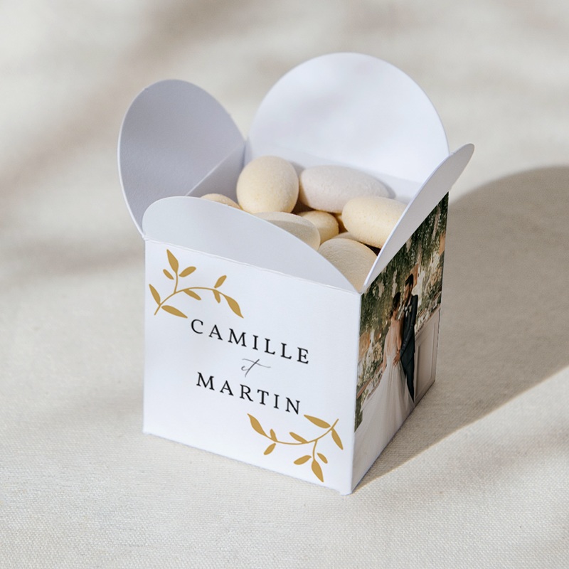 Bo&icirc;te &agrave; drag&eacute;es mariage &Eacute;l&eacute;gance Dor&eacute;e