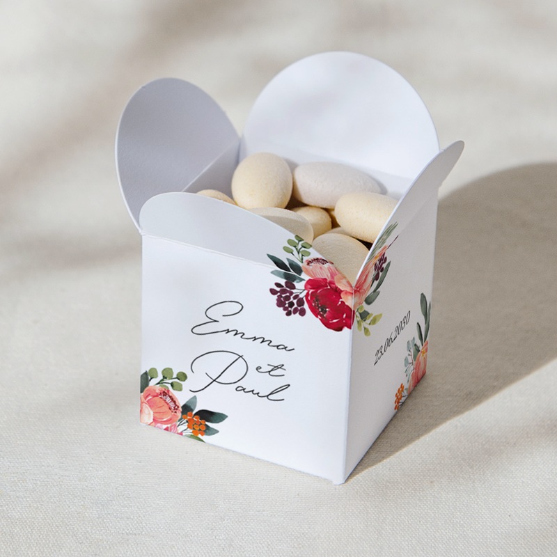 Bo&icirc;te &agrave; drag&eacute;es mariage Joie fleurie