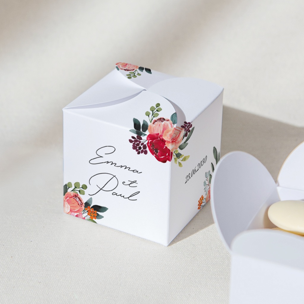 Bo&icirc;te &agrave; drag&eacute;es mariage Joie fleurie gratuit