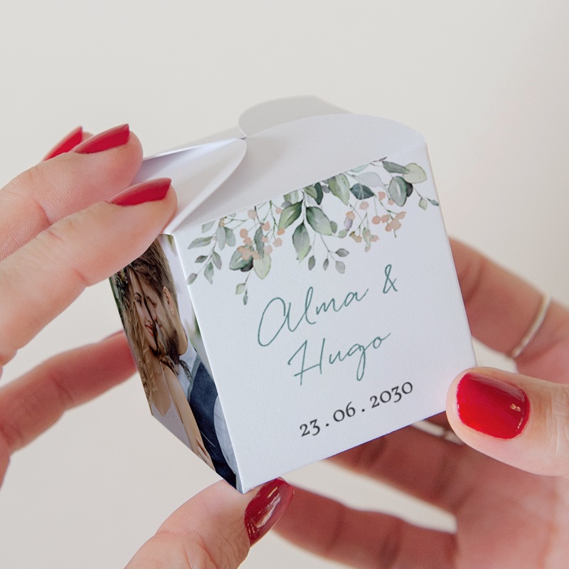 Bo&icirc;te &agrave; drag&eacute;es mariage Pastel de Fleurs & Feuillage pas cher