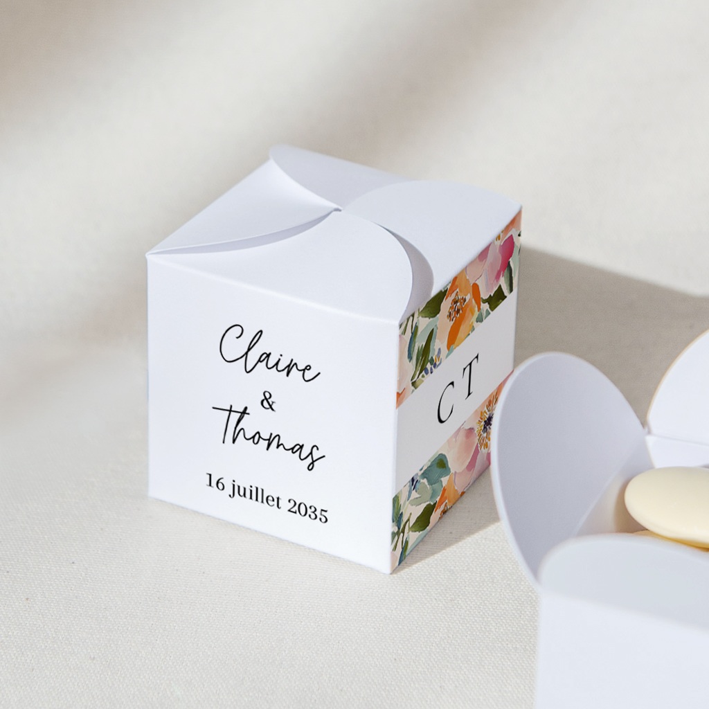 Bo&icirc;te &agrave; drag&eacute;es mariage Pastel Bloom gratuit