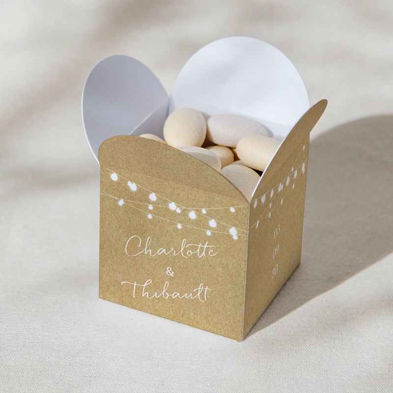 Bo&icirc;te &agrave; drag&eacute;es mariage Perfect Day Kraft