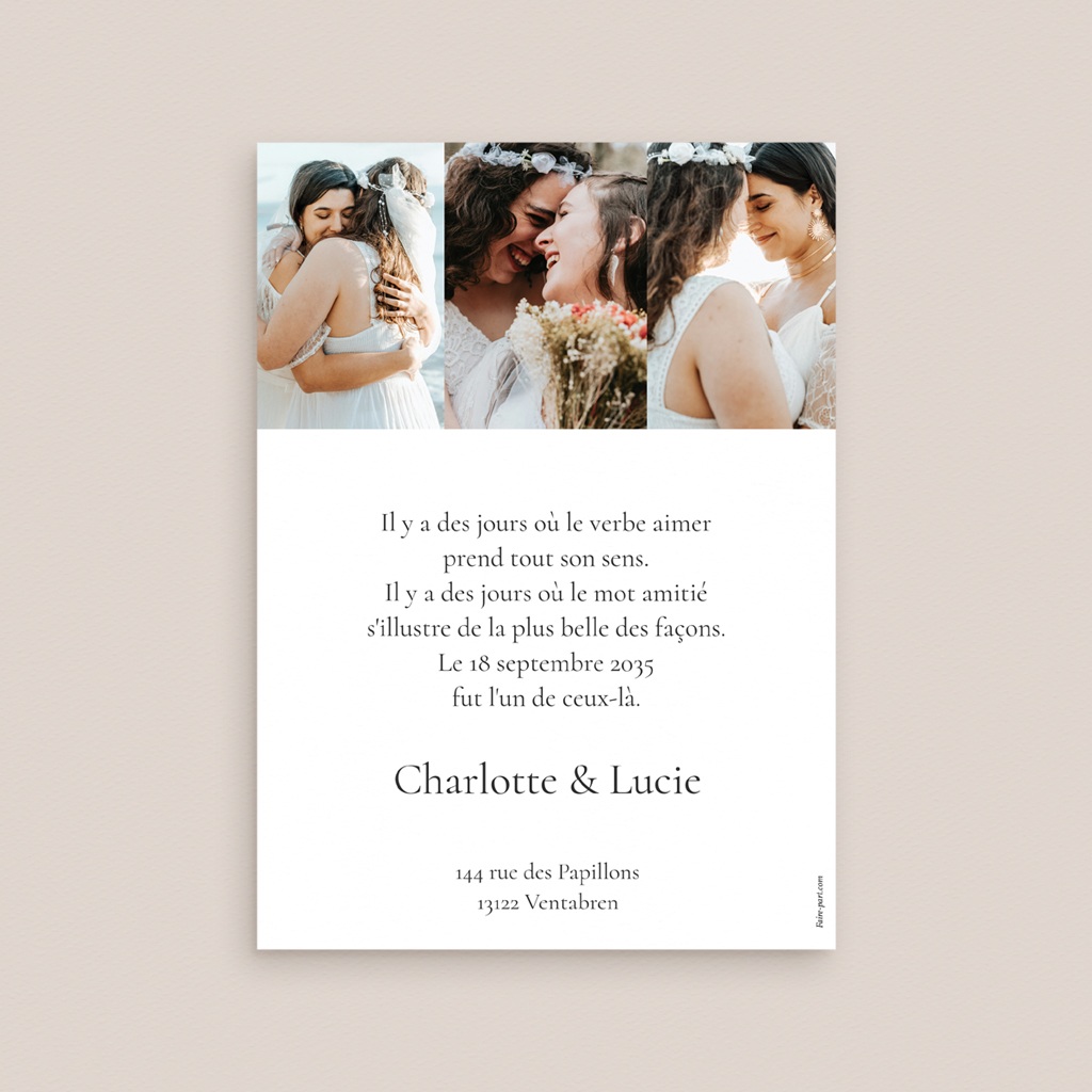 Carte de remerciement mariage &Eacute;vidence pas cher