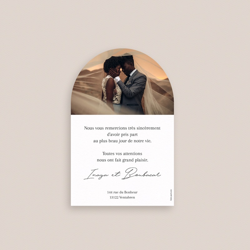 Carte de remerciement mariage Le Plus Beau Clich&eacute; pas cher