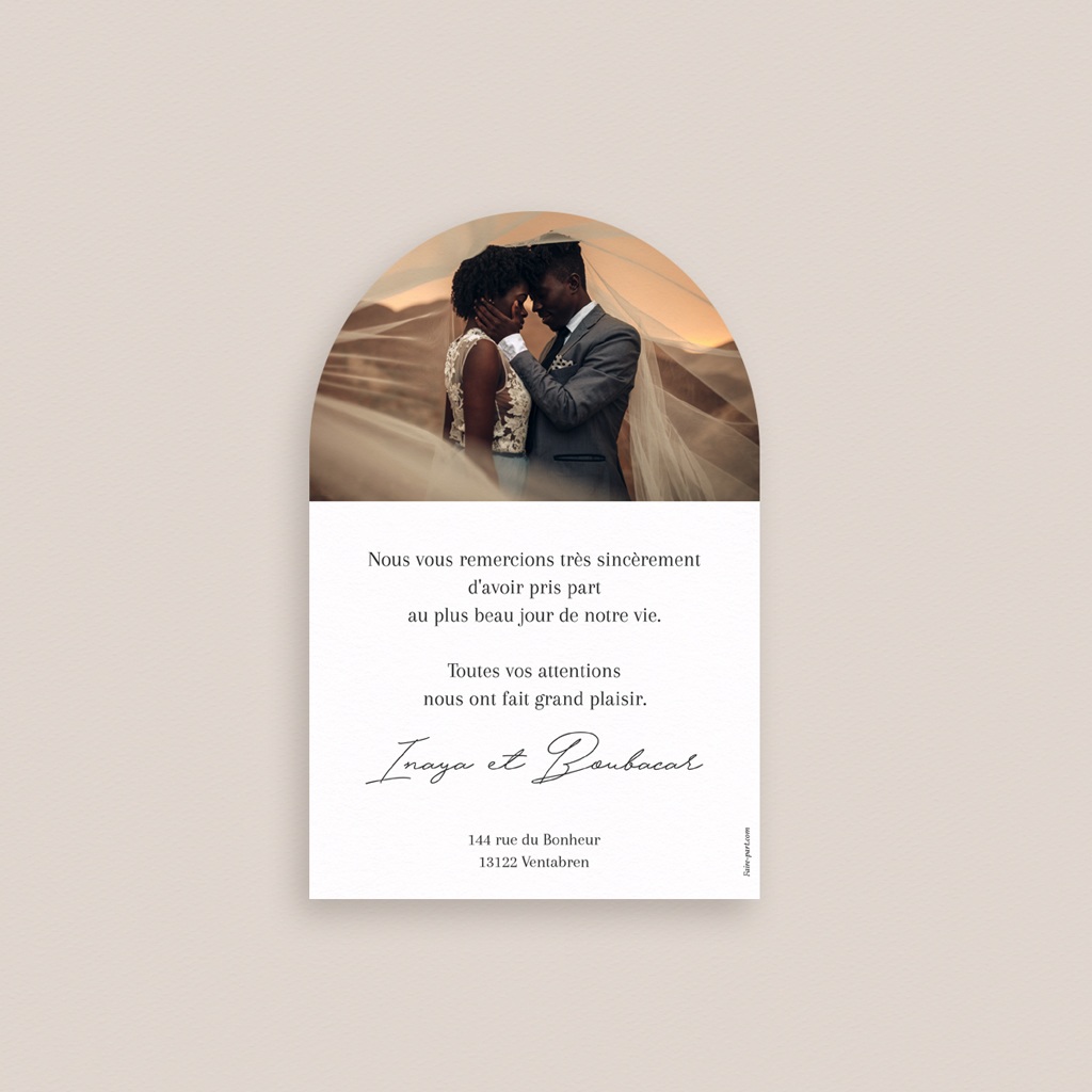 Carte de remerciement mariage Le Plus Beau Clich&eacute; pas cher