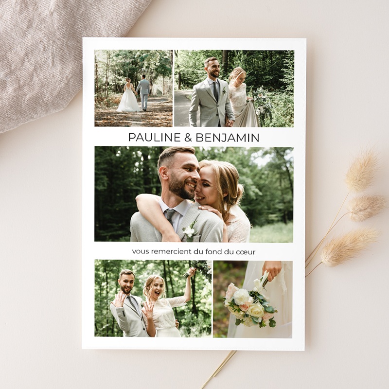 Carte de remerciement mariage Le Temps Suspendu