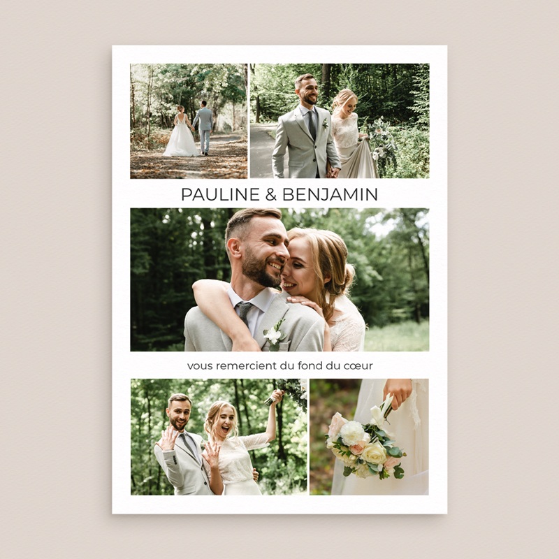 Carte de remerciement mariage Le Temps Suspendu gratuit