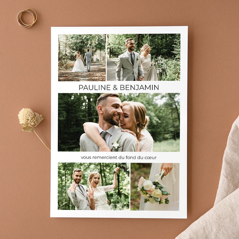 Carte de remerciement mariage Le Temps Suspendu